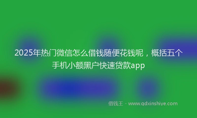 2025年热门微信怎么借钱随便花钱呢，概括五个手机小额黑户快速贷款app