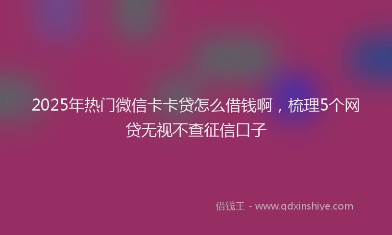 2025年热门微信卡卡贷怎么借钱啊，梳理5个网贷无视不查征信口子