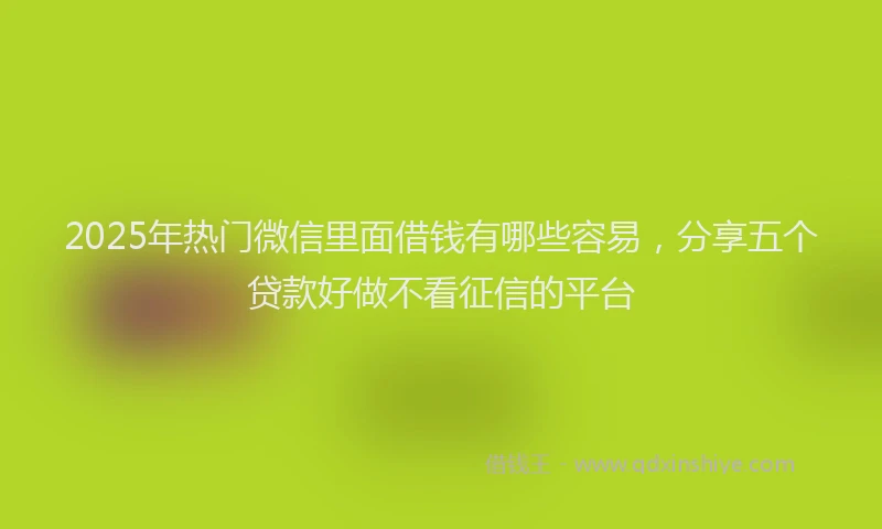 2025年热门微信里面借钱有哪些容易，分享五个贷款好做不看征信的平台