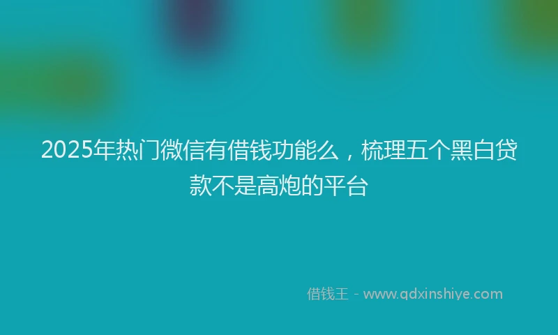 2025年热门微信有借钱功能么，梳理五个黑白贷款不是高炮的平台