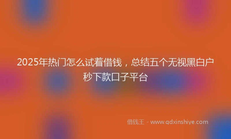 2025年热门怎么试着借钱，总结五个无视黑白户秒下款口子平台