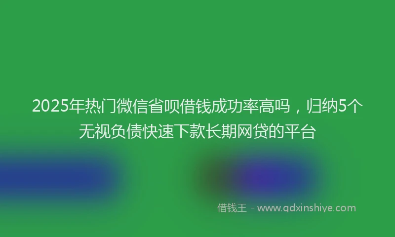 2025年热门微信省呗借钱成功率高吗，归纳5个无视负债快速下款长期网贷的平台