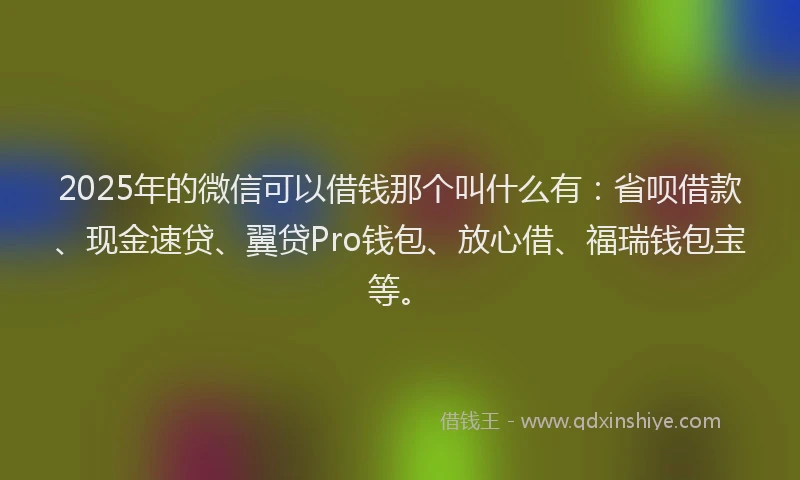 2025年的微信可以借钱那个叫什么有：省呗借款、现金速贷、翼贷Pro钱包、放心借、福瑞钱包宝等。