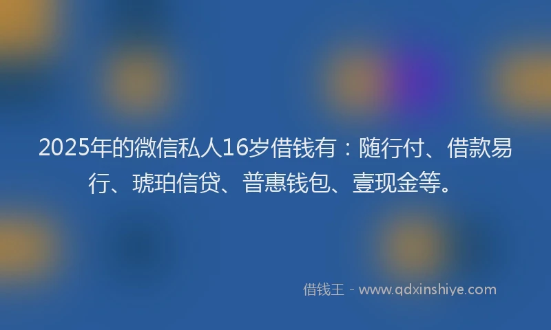 2025年的微信私人16岁借钱有：随行付、借款易行、琥珀信贷、普惠钱包、壹现金等。