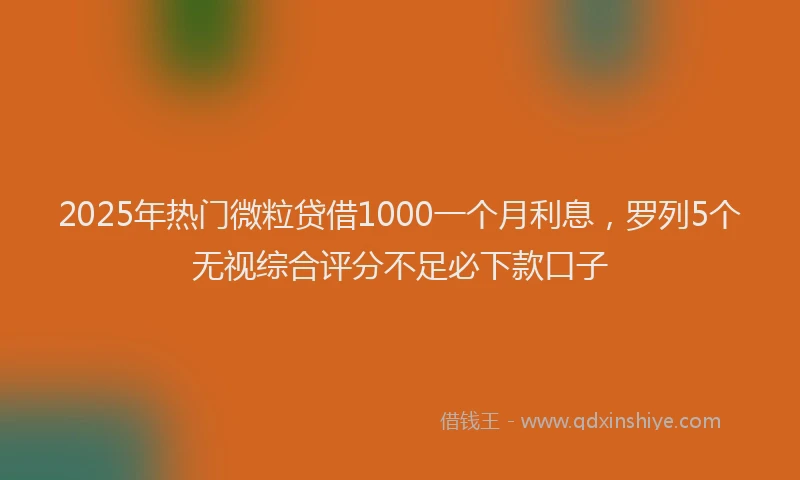 2025年热门微粒贷借1000一个月利息，罗列5个无视综合评分不足必下款口子