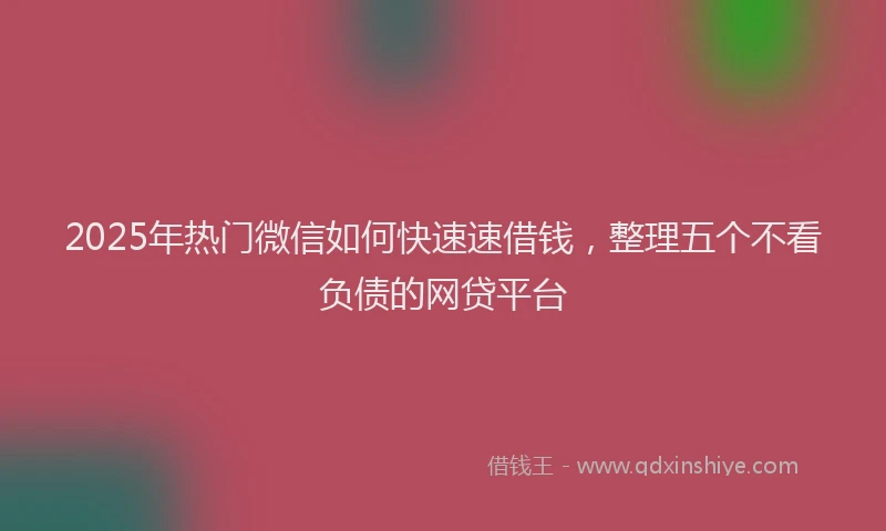 2025年热门微信如何快速速借钱，整理五个不看负债的网贷平台
