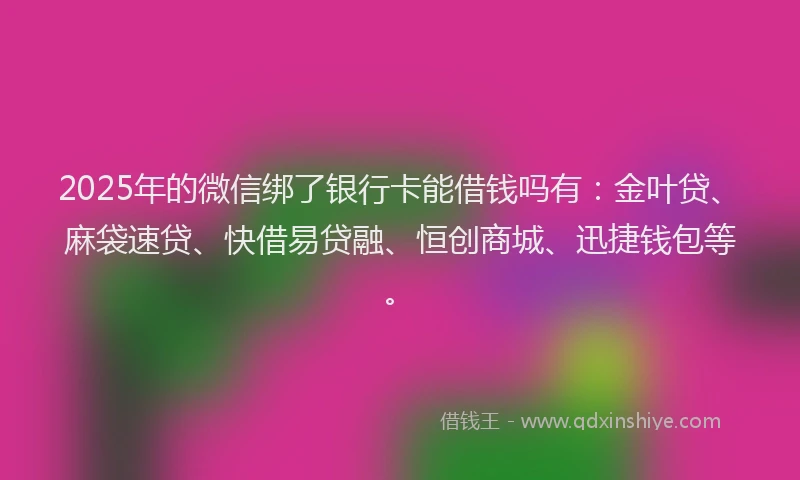 2025年的微信绑了银行卡能借钱吗有：金叶贷、麻袋速贷、快借易贷融、恒创商城、迅捷钱包等。