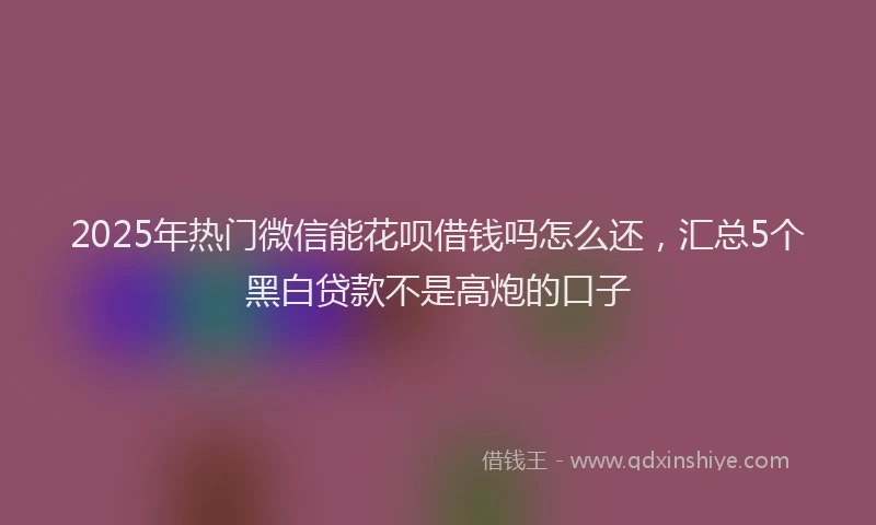 2025年热门微信能花呗借钱吗怎么还，汇总5个黑白贷款不是高炮的口子