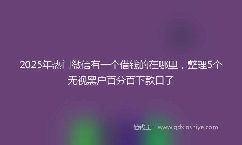 2025年热门微信有一个借钱的在哪里，整理5个无视黑户百分百下款口子