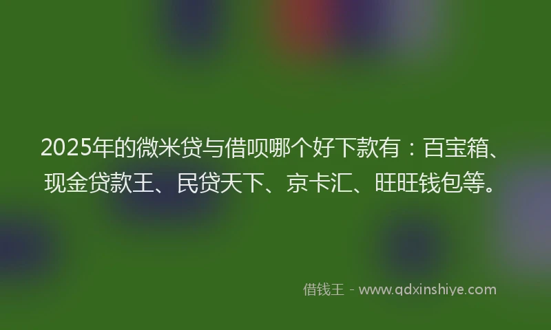 2025年的微米贷与借呗哪个好下款有：百宝箱、现金贷款王、民贷天下、京卡汇、旺旺钱包等。