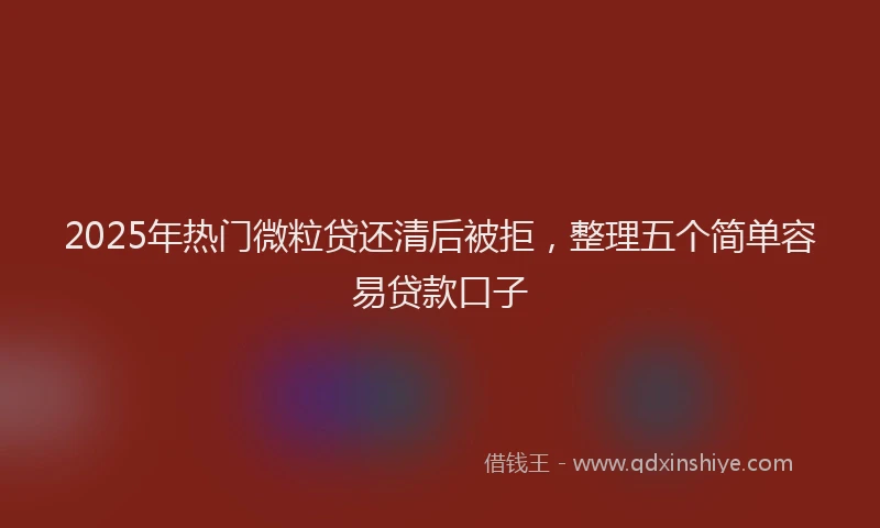 2025年热门微粒贷还清后被拒，整理五个简单容易贷款口子