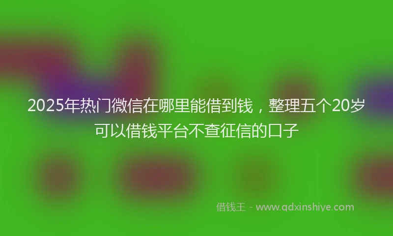 2025年热门微信在哪里能借到钱，整理五个20岁可以借钱平台不查征信的口子