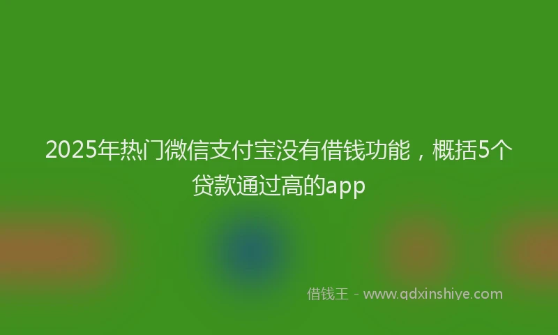 2025年热门微信支付宝没有借钱功能，概括5个贷款通过高的app