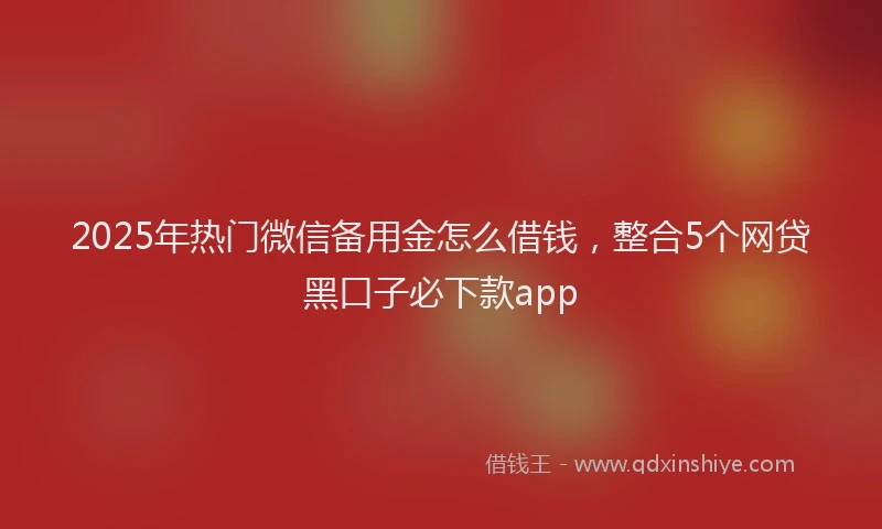 2025年热门微信备用金怎么借钱，整合5个网贷黑口子必下款app