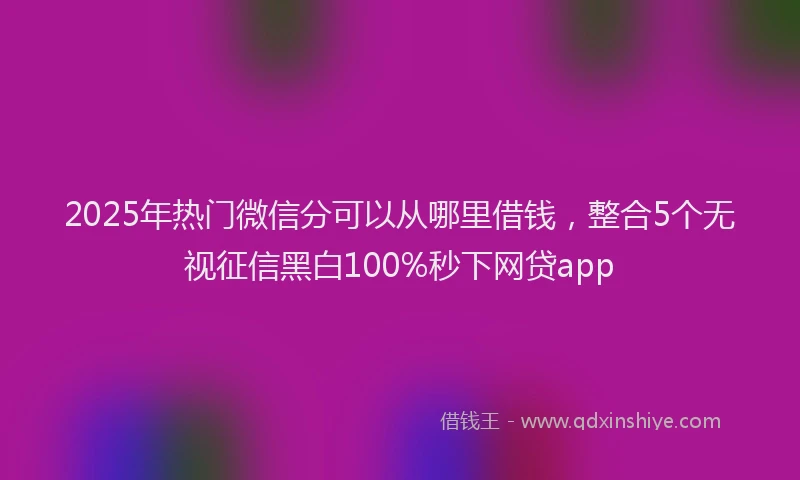 2025年热门微信分可以从哪里借钱，整合5个无视征信黑白100%秒下网贷app