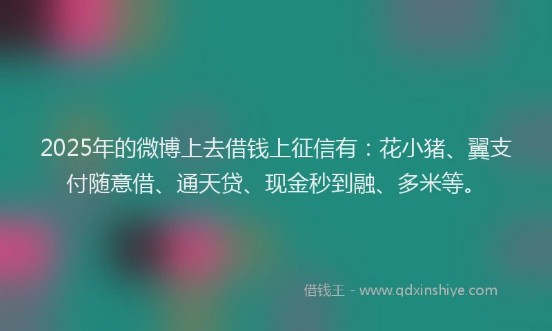 2025年的微博上去借钱上征信有：花小猪、翼支付随意借、通天贷、现金秒到融、多米等。