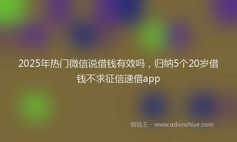 2025年热门微信说借钱有效吗，归纳5个20岁借钱不求征信速借app