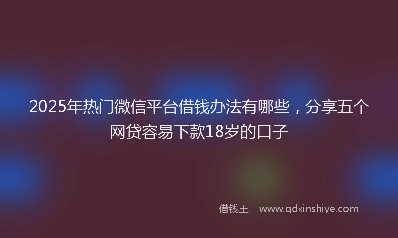 2025年热门微信平台借钱办法有哪些，分享五个网贷容易下款18岁的口子