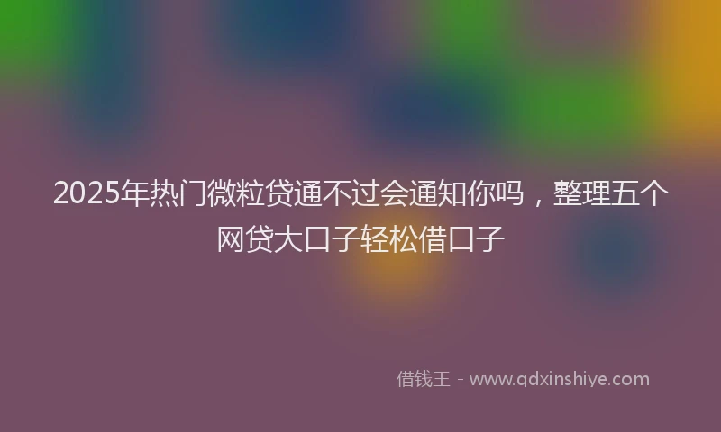 2025年热门微粒贷通不过会通知你吗，整理五个网贷大口子轻松借口子