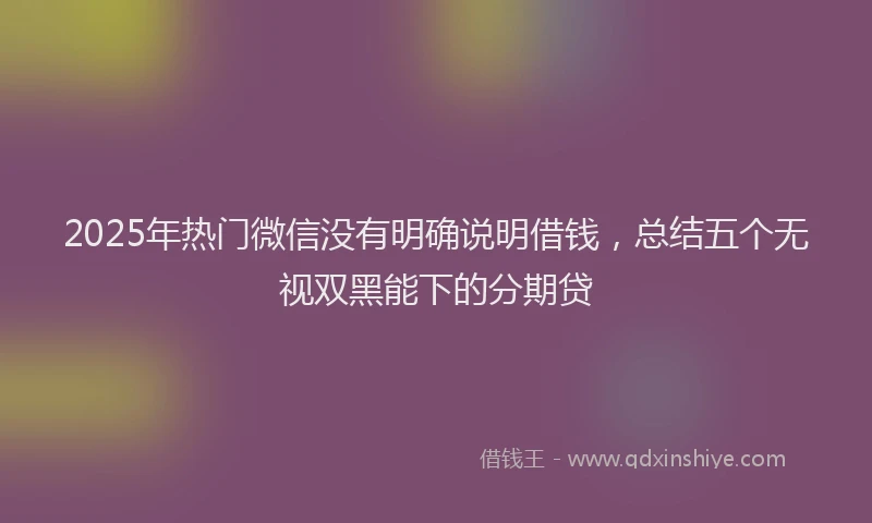2025年热门微信没有明确说明借钱，总结五个无视双黑能下的分期贷