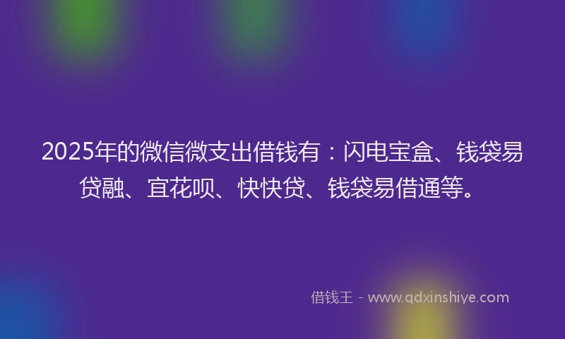 2025年的微信微支出借钱有：闪电宝盒、钱袋易贷融、宜花呗、快快贷、钱袋易借通等。