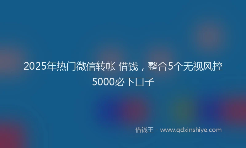 2025年热门微信转帐 借钱,整合5个无视风控5000必下口子