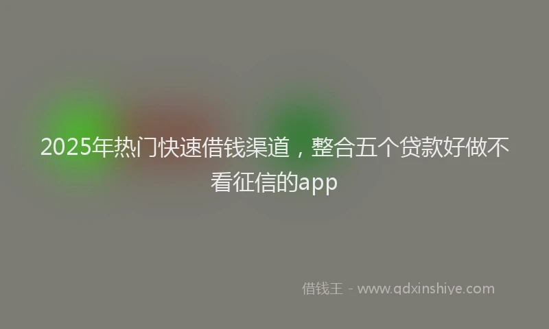 2025年热门快速借钱渠道，整合五个贷款好做不看征信的app
