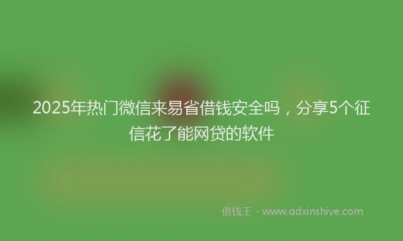 2025年热门微信来易省借钱安全吗，分享5个征信花了能网贷的软件