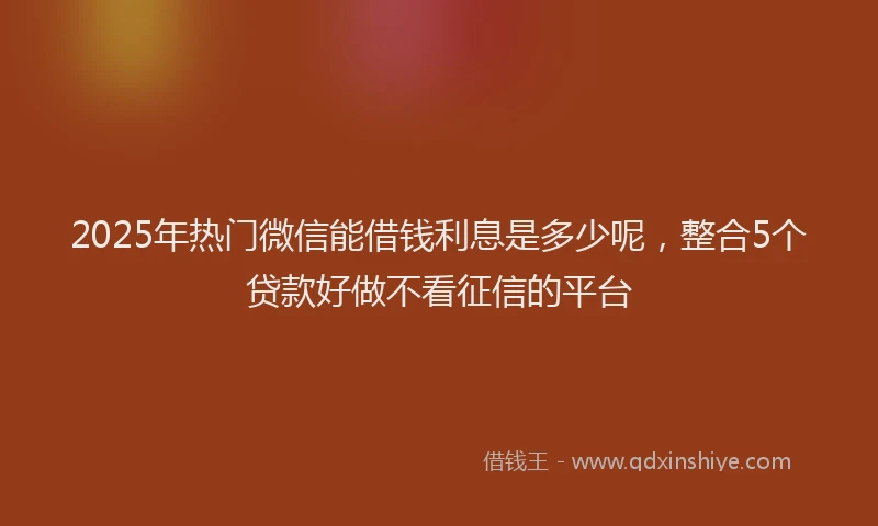 2025年热门微信能借钱利息是多少呢，整合5个贷款好做不看征信的平台