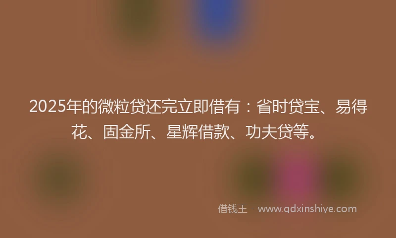 2025年的微粒贷还完立即借有：省时贷宝、易得花、固金所、星辉借款、功夫贷等。