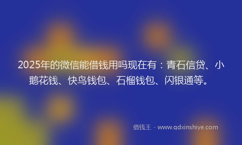 2025年的微信能借钱用吗现在有：青石信贷、小鹅花钱、快鸟钱包、石榴钱包、闪银通等。