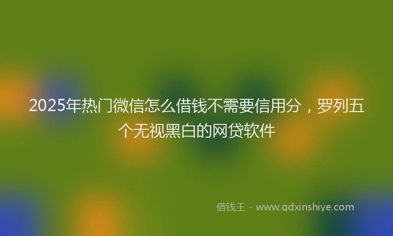 2025年热门微信怎么借钱不需要信用分，罗列五个无视黑白的网贷软件