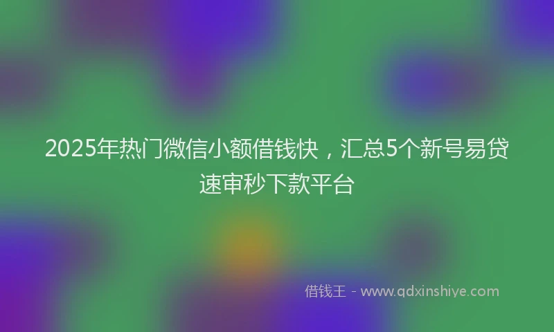 2025年热门微信小额借钱快，汇总5个新号易贷速审秒下款平台