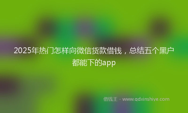 2025年热门怎样向微信货款借钱，总结五个黑户都能下的app