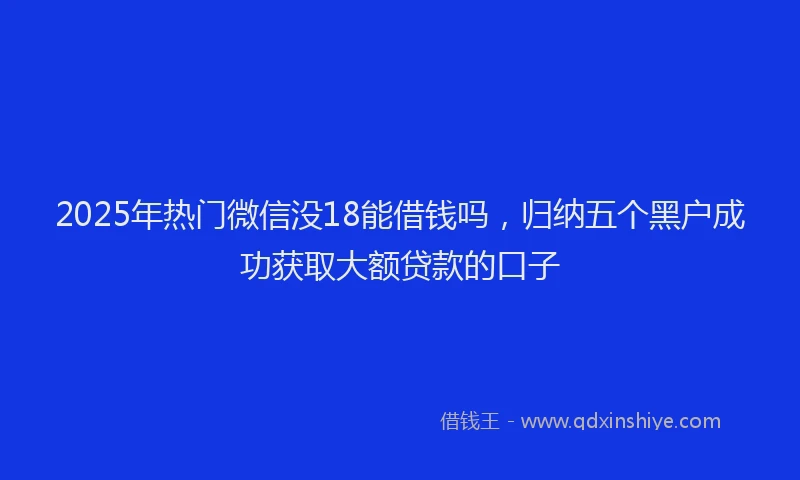 2025年热门微信没18能借钱吗，归纳五个黑户成功获取大额贷款的口子