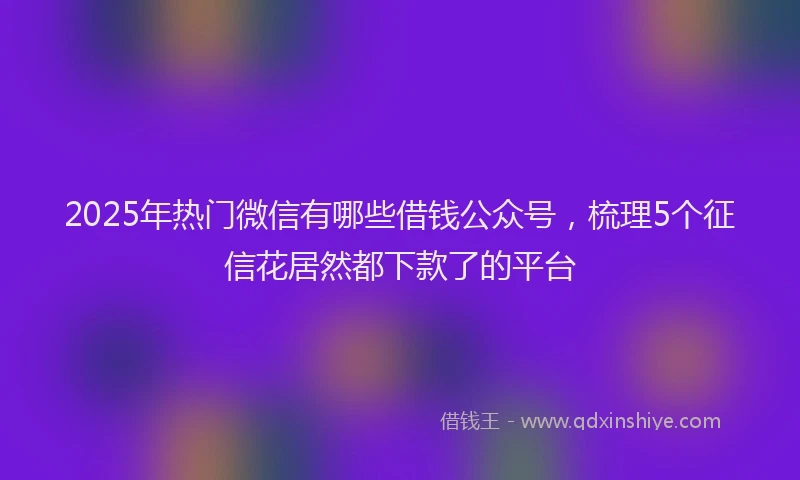 2025年热门微信有哪些借钱公众号，梳理5个征信花居然都下款了的平台