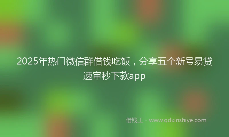 2025年热门微信群借钱吃饭，分享五个新号易贷速审秒下款app