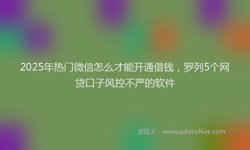 2025年热门微信怎么才能开通借钱，罗列5个网贷口子风控不严的软件
