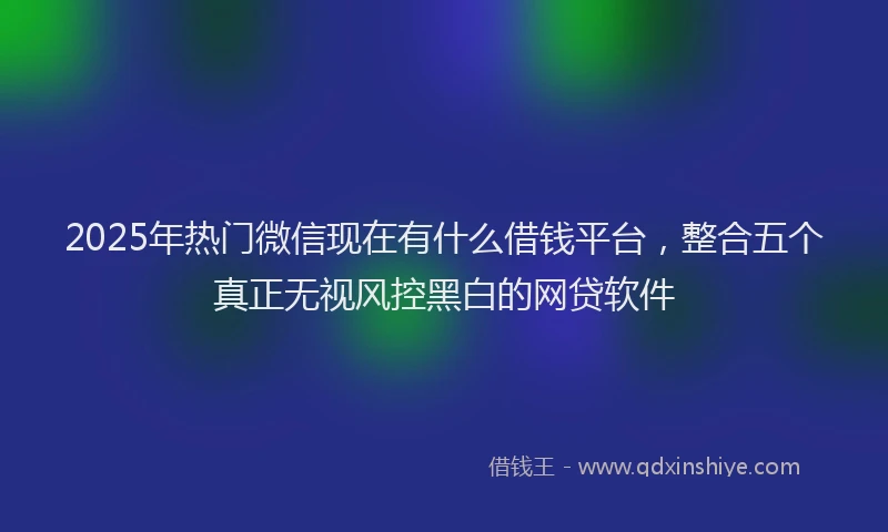 2025年热门微信现在有什么借钱平台，整合五个真正无视风控黑白的网贷软件