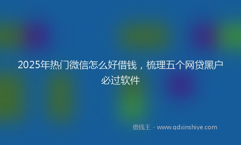 2025年热门微信怎么好借钱，梳理五个网贷黑户必过软件