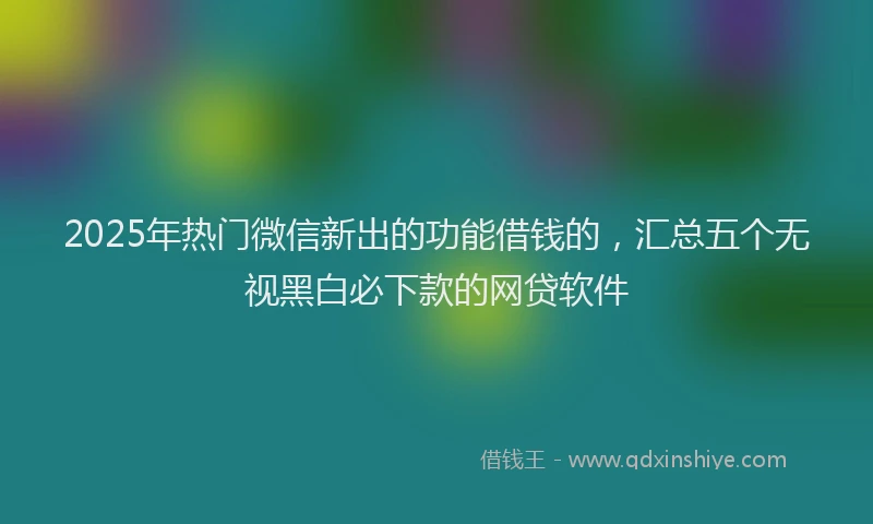 2025年热门微信新出的功能借钱的，汇总五个无视黑白必下款的网贷软件