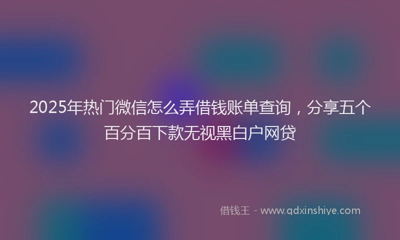 2025年热门微信怎么弄借钱账单查询，分享五个百分百下款无视黑白户网贷