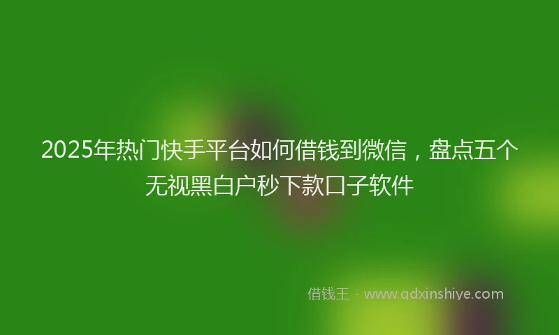 2025年热门快手平台如何借钱到微信,盘点五个无视黑白户秒下款口子软件