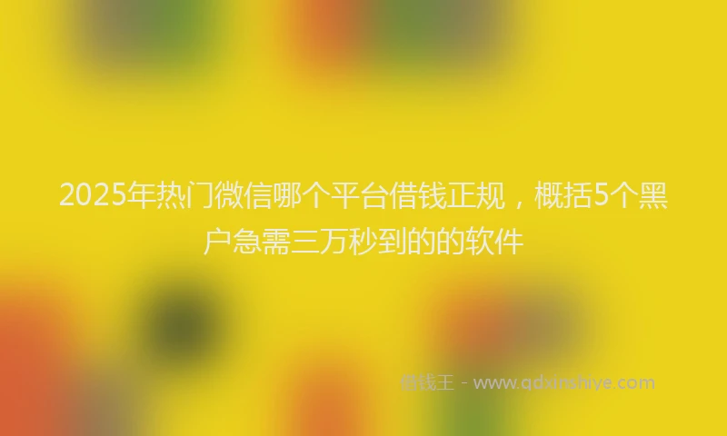 2025年热门微信哪个平台借钱正规，概括5个黑户急需三万秒到的的软件