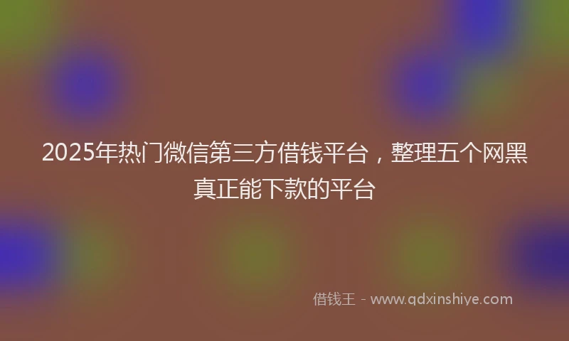 2025年热门微信第三方借钱平台，整理五个网黑真正能下款的平台