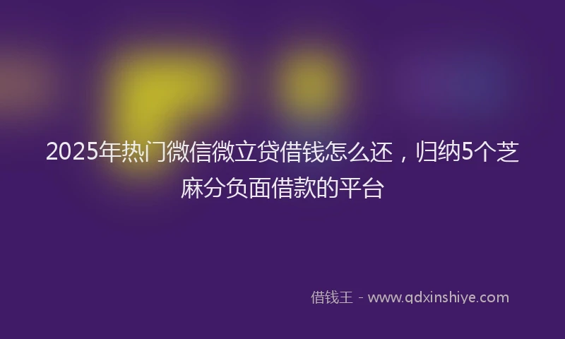 2025年热门微信微立贷借钱怎么还，归纳5个芝麻分负面借款的平台
