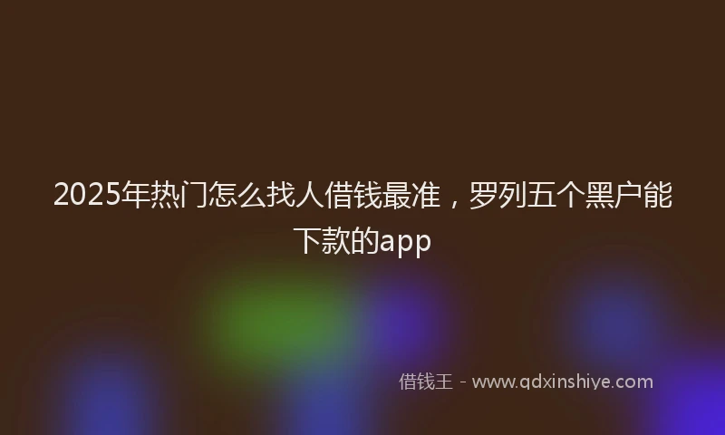 2025年热门怎么找人借钱最准，罗列五个黑户能下款的app