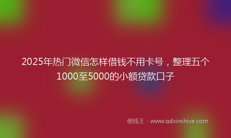2025年热门微信怎样借钱不用卡号，整理五个1000至5000的小额贷款口子