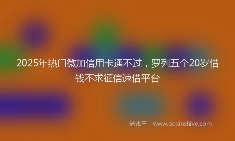 2025年热门微加信用卡通不过，罗列五个20岁借钱不求征信速借平台