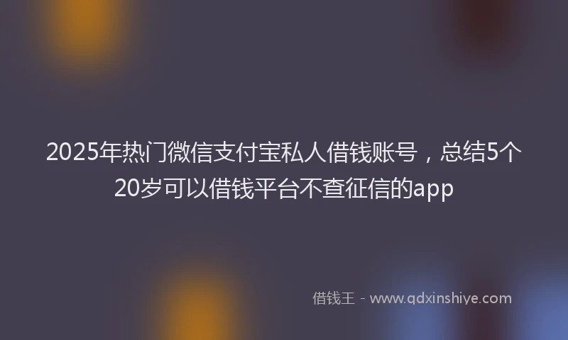 2025年热门微信支付宝私人借钱账号，总结5个20岁可以借钱平台不查征信的app